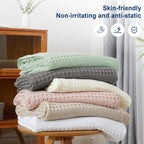 PHF 100% Cotton Waffle Weave Blanket Queen Size, Soft Lightweight Breathable Cozy Summer Blankets for Bed, Luxury Aesthetic Woven Bedding for Home Decor, 90"x90", Cannoli Cream