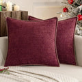 MIULEE Decorative Couch Throw Pillow Covers 16x16 Inch Burgundy Red 2 Pack | by MIULEE