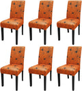JQinHome Halloween Orange Dining Chair Slipcover, Spider Web Chair Covers Set of 6 ，High Stretch Washable Chair Protector Cover for Dining Room, Kitchen,Home Party,Wedding Ceremony(Orange, 6PC)