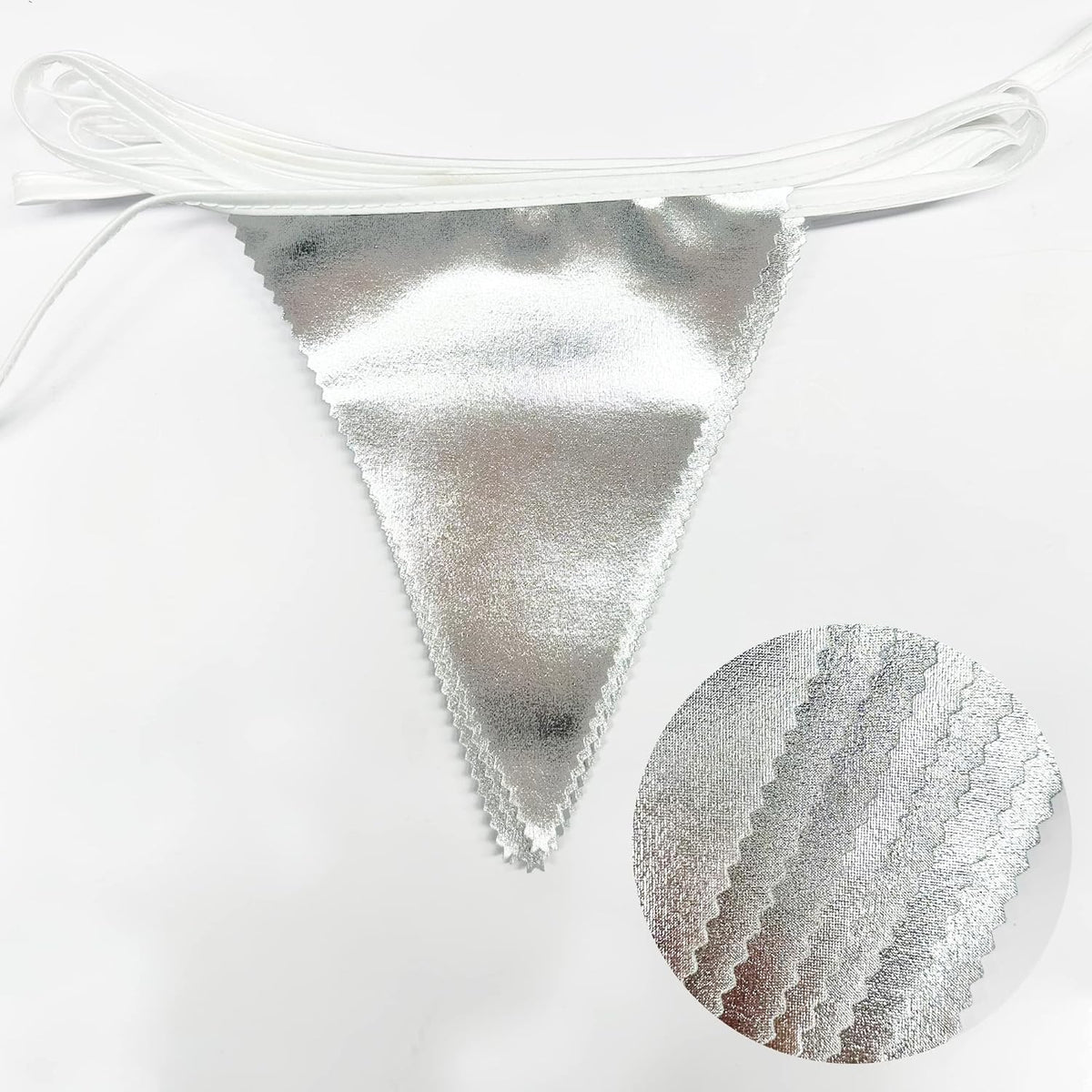 Silver Party Decorations Metallic Fabric Triangle Pennant Banner Silver Flag Bunting Garland for Graduation Birthday Wedding Bridal Shower Anniversary Engagement Bachelorette Party Decoration Supplies