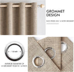 MIULEE Extra Wide 100% Blackout Linen Curtains 100x84 Copper Brown | Room - Image 4