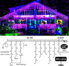 640 LED Halloween Lights Outdoor - 66ft Icicle Lights for Outside 8 Modes with 120 Drops, Waterproof Christmas Icicle Light Plug in for Indoor Outside Party Holiday Christmas Halloween Decorations