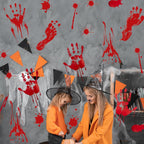 6 Pieces Bloody Handprint Window Clings – Horror PVC Stickers with Blood Splatter, Handprints, and Footprints for Scary Halloween Party Decorations, Haunted House, and Spooky Indoor Outdoor Décor
