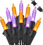 Brizled Purple & Orange Halloween Lights, 33ft 100 LED Halloween String Lights, 120V UL Certified Purple String Light Connectable Orange Mini Light Outdoor for Tree Garden Home Patio Decorations