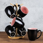 GBHOME 16oz Coffee Mugs Set of 6, Large Ceramic Coffee Mugs for Man, Woman, Dad, Mom, Modern Coffee Mugs Set with handle for Tea/Latte/Cappuccino/Milk/Cocoa. Dishwasher&Microwave Safe,Pink