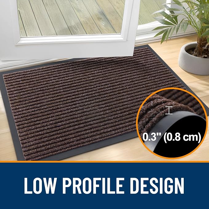 OLANLY 2-Pack Front Door Mats 47x23, Waterproof Heavy-Duty Doormats | Tan - Image 4