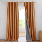 NICETOWN 100% Blackout Burnt Orange Curtains, W52 x L90 in, Thick Linen Blend by NICETOWN