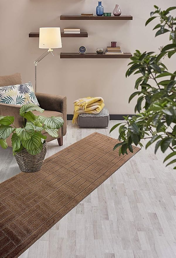 Custom Length Hallway Runner Rug, Slip Resistant, Bricks Brown, 26 Inch X 4 feet - Image 5