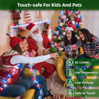 300LED Christmas Lights Outdoor Indoor Use, 12 Lighting Modes 75ft Christmas Tree Lights with Timer, Dimmable Plug in Red White and Blue LED StringLights Waterproof for Yard Tree Wedding Party Holiday
