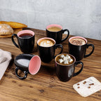 GBHOME 16oz Coffee Mugs Set of 6, Large Ceramic Coffee Mugs for Man, Woman, Dad, Mom, Modern Coffee Mugs Set with handle for Tea/Latte/Cappuccino/Milk/Cocoa. Dishwasher&Microwave Safe,Pink