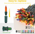 Toodour Multicolor Christmas Lights, 75ft 300 Count Incandescent Christmas String Lights, UL Certified Connectable Green Wire Xmas Lights for Tree, Holiday, Party, New Year, Indoor Xmas Decorations