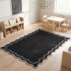 GarveeHome 4x6 Scalloped Washable Area Rug Black Nursery Kids Bedroom Rug | - Image 3