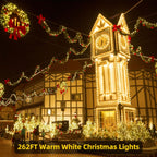 XTF2015 262FT 800 LED Christmas String Lights, Christmas Lights End to End Plug 8 Modes Memory Function with Timer, UL Certified Outdoor Indoor Fairy Light Christma s Tree, Patio, Party (Warm White)