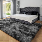 Abstract Fluffy Shaggy Rugs for Living Room Kids Room 5x8 Ft, Tie-Dyed Grey | - Image 4