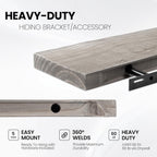 Fun Memories Floating Shelves for Wall Decor, 36"x8" Rustic Reclaimed Wood Shelves, Heavy-Duty Wall Mounted Shelves with Invisible Brackets, Set of 2for Living Room, Bedroom, Kitchen, Grey Finish