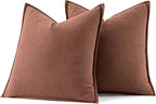MIULEE Decorative Linen Pillow Covers 18x18 Inch Rust Red | Boho Farmhouse​ - Image 7