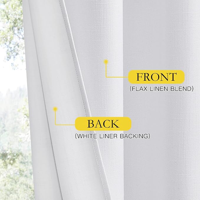 NICETOWN Rod Pocket 100% Blackout Linen Curtains - Image 7