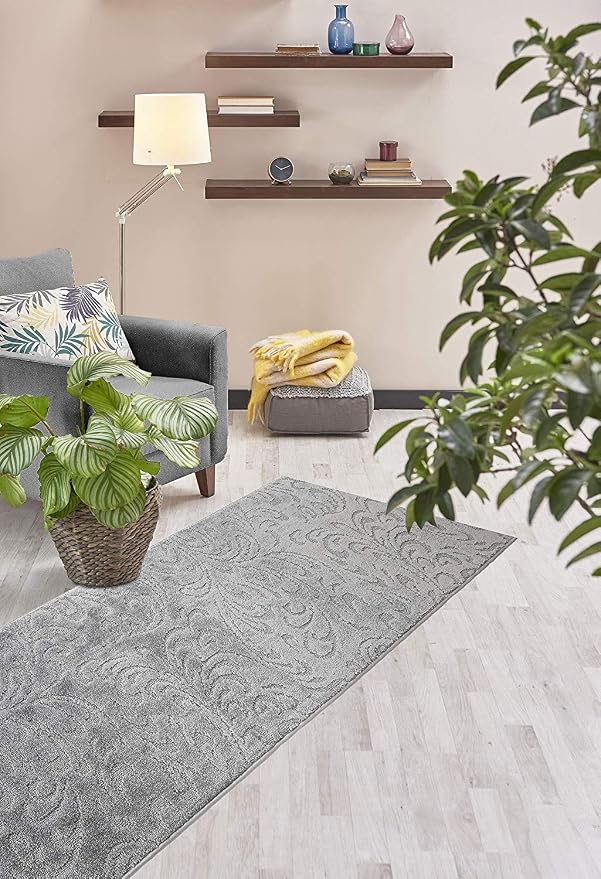 Custom Length Hallway Runner Rug, Slip Resistant, Floral Grey, 26 Inch X 25 feet - Image 4