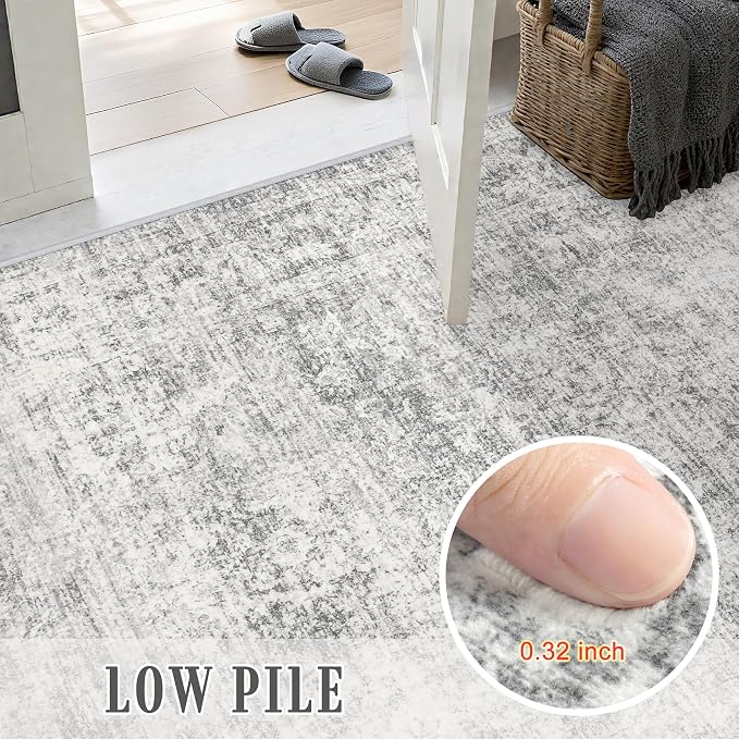 10x12 Area Rug Living Room: Modern Washable Soft Carpet Black Grey | - Image 6