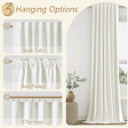 Ivory 100% Blackout Linen Curtains 126 Inch Length 2 Panels Set - Image 6