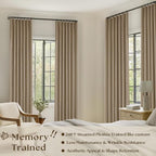 Light Brown Pleated Linen Blackout Curtains 102 Inches Long - Image 2