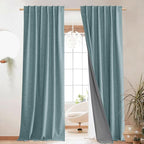 NICETOWN Skylark Blue Living Room Completely Shaded Linen Textured Draperies - Image 2
