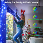 66FT 666 LED Outdoor Christmas Lights - 148 Ice Drops, 12 Pro Modes with Timer Memory & Brightness, Waterproof Hanging Ice String Light for Holiday Wedding Garden Fence House Decor (Blue)