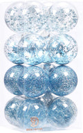 Sea Team Shatterproof Clear Plastic Christmas Ball Ornaments Decorative Xmas Balls Baubles Set with Stuffed Delicate Decorations (100mm/3.94 inch 16-Pack, Babyblue)