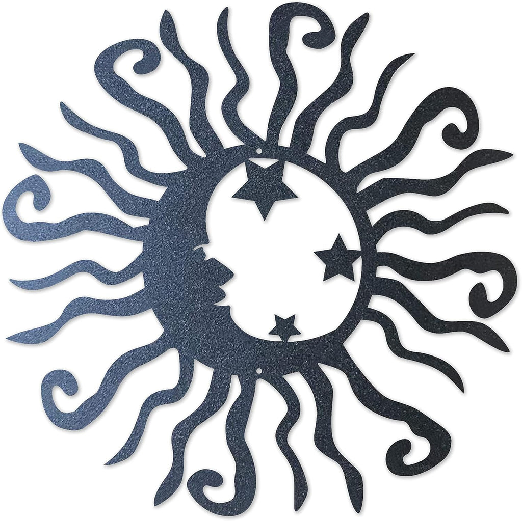Riverside Designs Wacky Solar Moon Metal Wall Art Steel Outdoor Decor | Heavy-Duty and Waterproof | Made in USA (Black, 18L x 18W)