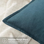 MIULEE Decorative Linen Pillow Covers 20x20 Inch Blue | Boho Farmhouse​ - Image 2
