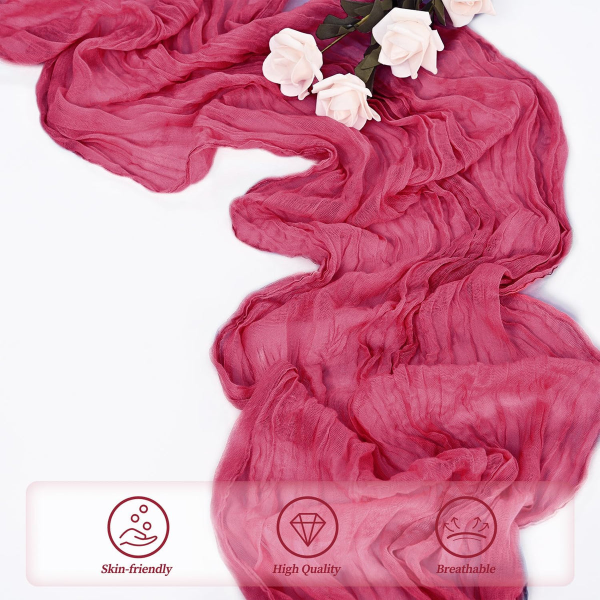 Hot Pink 20 Pack Cheesecloth Table Runner 10FT Boho Fabric Rustic Cheese Cloth Table Runner for Wedding 20 x 120 Inch Long Bridal Shower Baby Shower Gauze Sheer Birthday Party Table Decorations