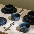 Stone Lain Eden 24-Piece Dinnerware Set Stoneware, Plates and Bowls Set, Dishwasher and Microwave Safe Dish, Dish Set for 8, Dark Blue