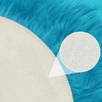 3ft Small Round Blue Rug, Thick Furry Fluffy Carpet - Image 7