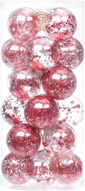 Sea Team Shatterproof Clear Plastic Christmas Ball Ornaments Decorative Xmas Balls Baubles Set with Stuffed Delicate Decorations (70mm/2.76 inch 24-Pack, Red)