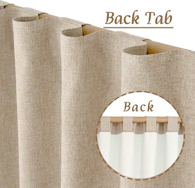 72 Inches 100% Blackout Natural Linen Curtains - Image 2