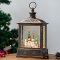 Christmas Snow Globe Swirling Glittering Snowman Choir with Music & Timer, USB Lined/Battery Operated Lighted Water Lantern for Christmas Festival Decoration Gifts