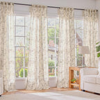Extra Long Grey Vintage Floral Linen Curtains Farmhouse 2 Panels | Elisa Series - Image 6