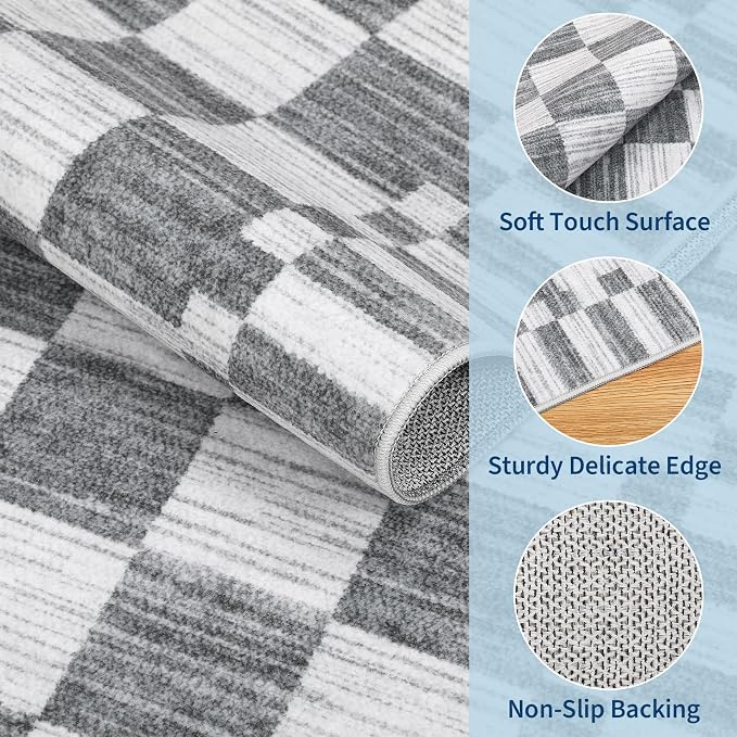 GarveeHome Checkered Washable 2x3 Rug Small Area Rugs Non-Slip - Image 6