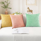 CaliTime Throw Pillow Covers Decorative 22 X 22 Inches Pack of 2 Cozy Chenille Cushion Cases for Couch Sofa Bed Living Room Home Grey Green