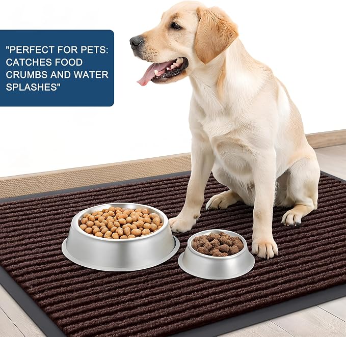 OLANLY 2-Pack Front Door Mats 29.5x17, Waterproof Heavy-Duty Doormats | Brown - Image 6
