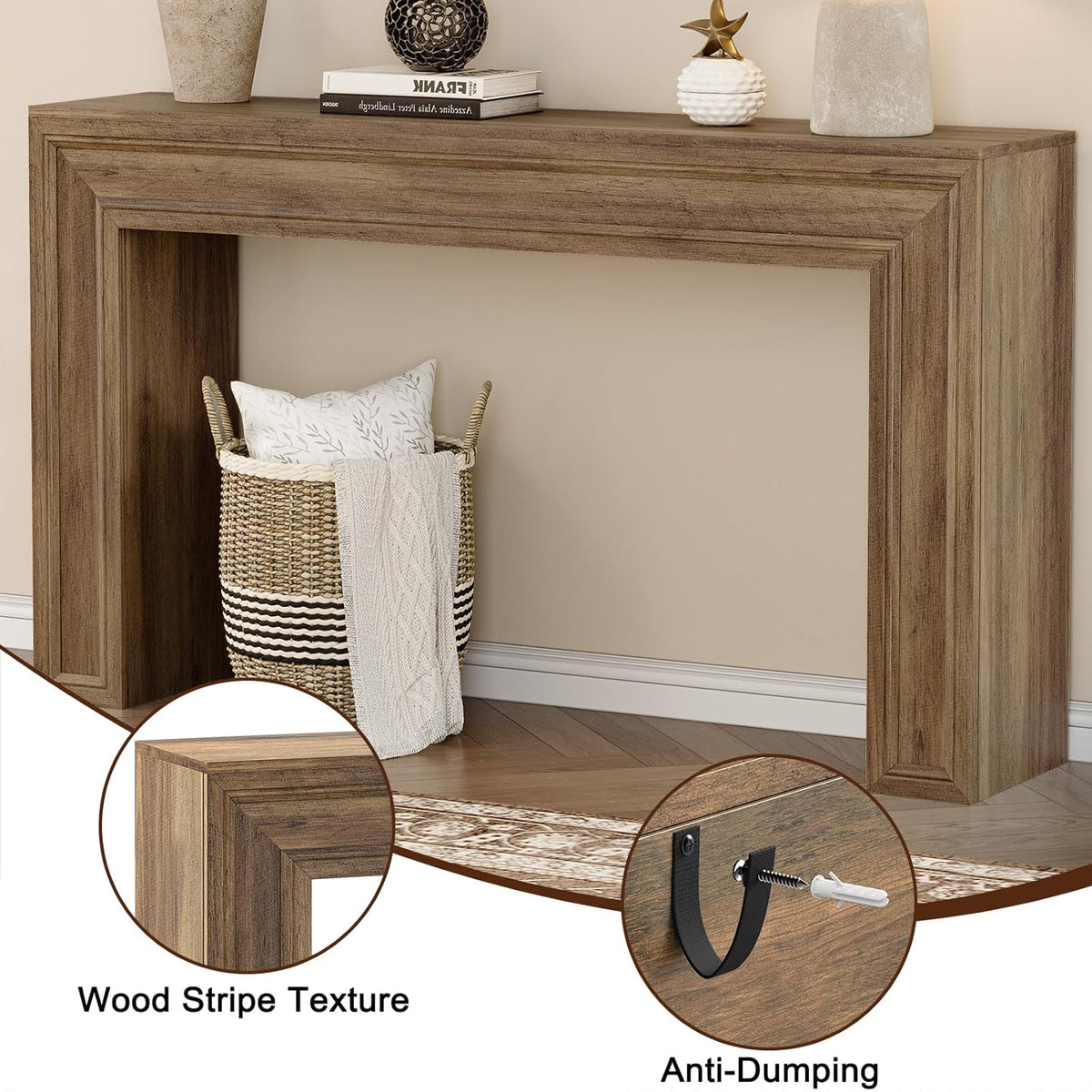 Rresyet 55 Inch Long Console Table, Sofa Table Behind Sofa, Wooden Entryway Table, Farmhouse Entryway Table for Entry, Hallway, Living Room (Wood)