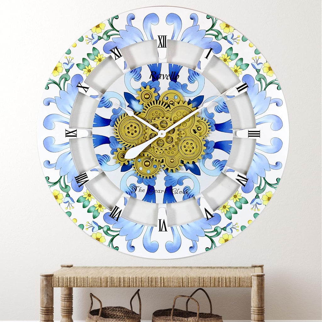 The Gears Clock Wall Clock Italy Collection with Moving Gears (Ravello, 36 inch Round)