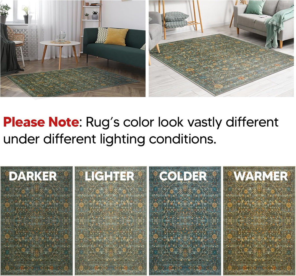 Keen Home Design 2x12 Rug - Machine Washable Runner Rug with Non-Slip Backing, Ideal for Hallway, Entryway, Kitchen, Laundry Room - Vintage, Easy Clean, Durable, Low Pile - (2'6" x 12')