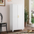 Metal Kitchen Pantry Storage Cabinet with 2 Doors and 3 Adjustable Shelves,Pantry Cabinet with Adjustable Leveling Foot for Kitchen, Living Room, Dining Room（White）