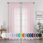 OWEINE Sheer Curtains 90 Inches Long 2 Panels Set, Light Filtering Fimly Voile by OWENIE