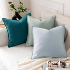 MIULEE Decorative Linen Pillow Covers 18x18 Inch Teal Blue | Boho Farmhouse​ - Image 5
