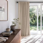 Linen Textured Total Blackout Sliding Door Curtains 90 Inches Long, Oatmeal | - Image 6