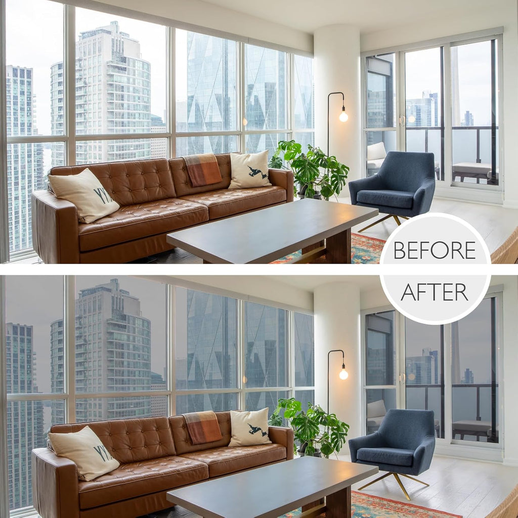 HIDBEA One Way Privacy Window Film, Daytime Mirror Reflective Heat Control UV Sun Blocking Non-Adhesive Static Cling Window Tint for Home and Office(Gray-Silver, 17.5 Inch x 6.5 Feet)