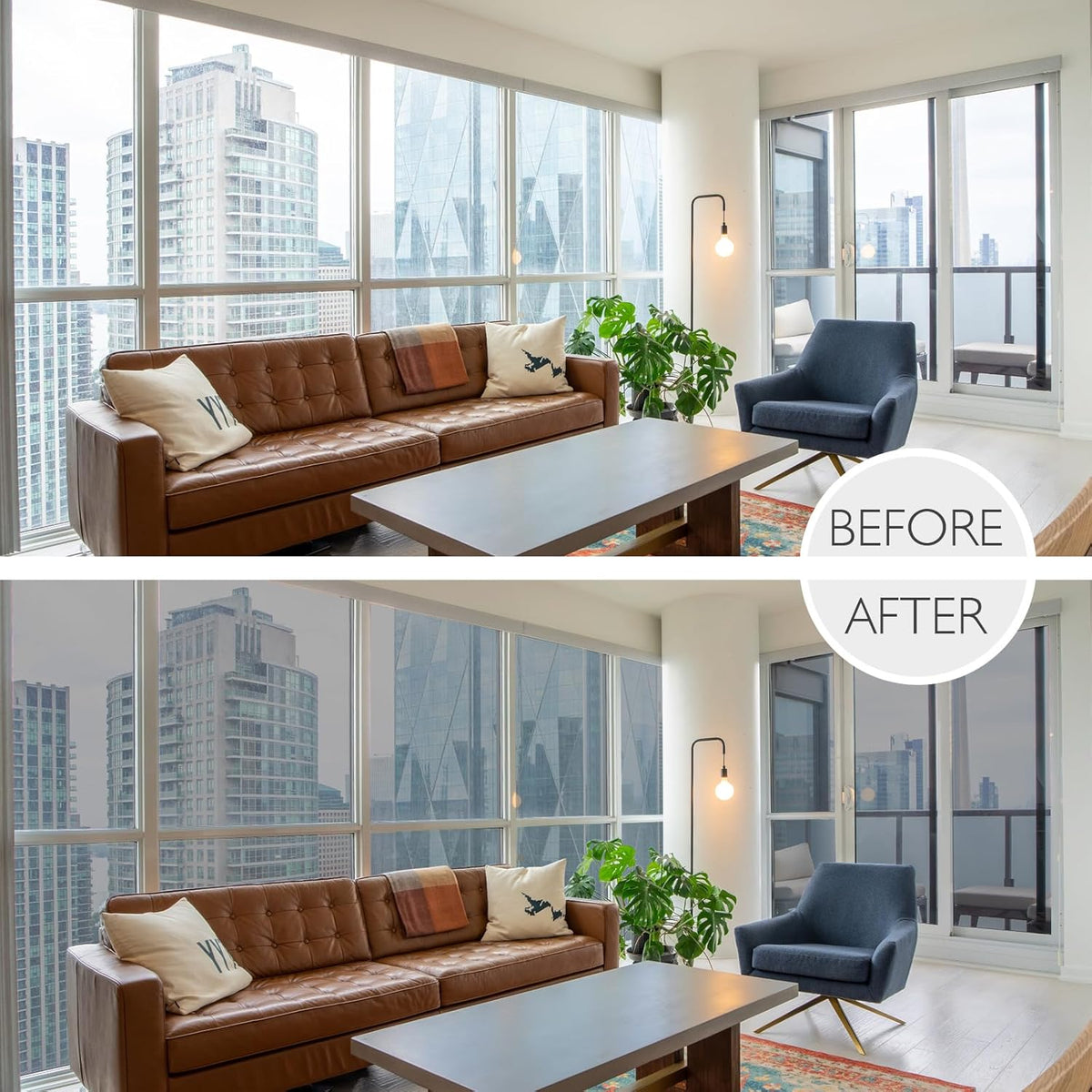 HIDBEA One Way Privacy Window Film, Daytime Mirror Reflective Heat Control UV Sun Blocking Non-Adhesive Static Cling Window Tint for Home and Office(Gray-Silver, 17.5 Inch x 6.5 Feet)