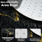 6x9 Large Black Gold Fluffy Soft Area Rug Non-Slip - Image 5